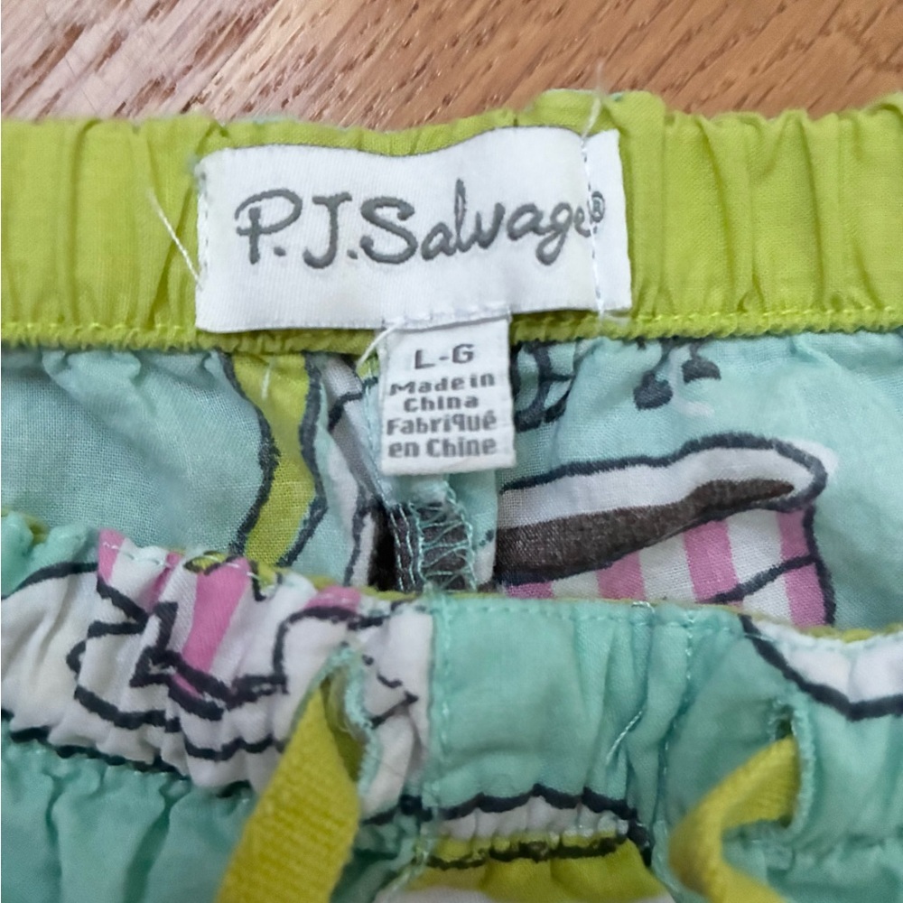 P.J. Salvage Cotton Pajama Set Short Sleeve Morning Breakfast Coffee Teal Size L - Picture 10 of 15